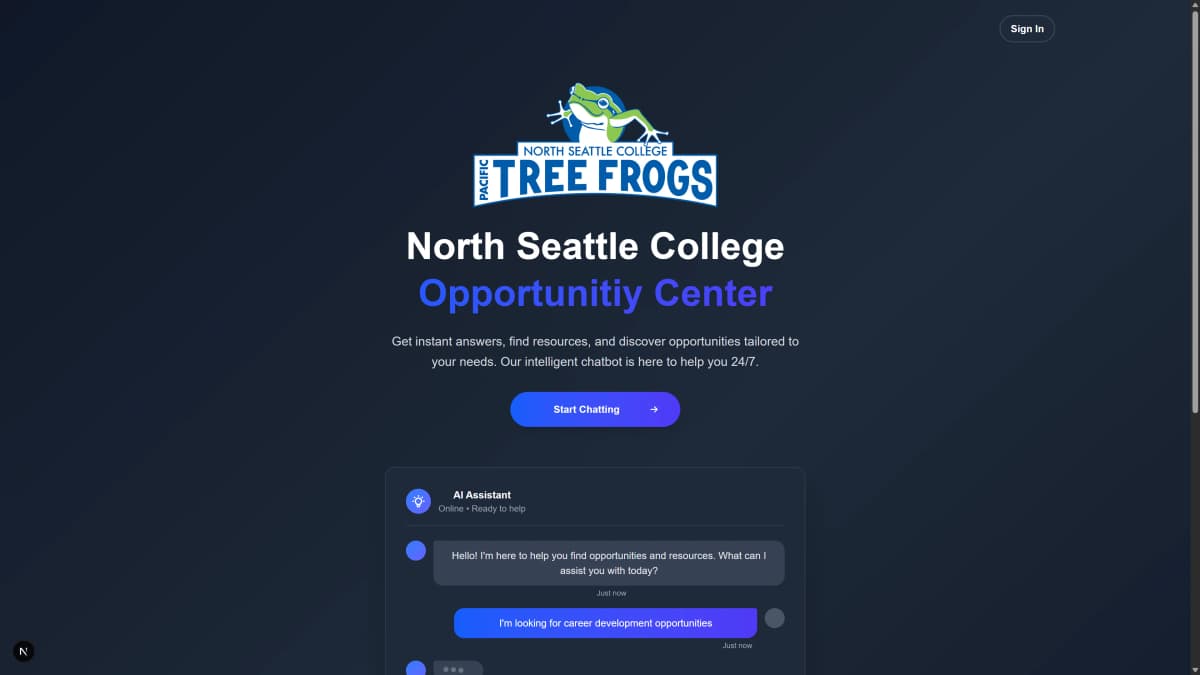 Opportunity Center Chatbot preview 1